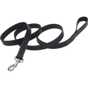 Circle T Oak Tanned Leather Standard Dog Leash, Black, 6-ft long, 1-in wide