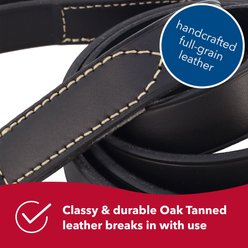 Circle T Oak Tanned Leather Standard Dog Leash, Black, 6-ft long, 1-in wide slide 2 of 7
