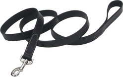 Circle T Oak Tanned Leather Standard Dog Leash, Black, 6-ft long, 5/8-in wide