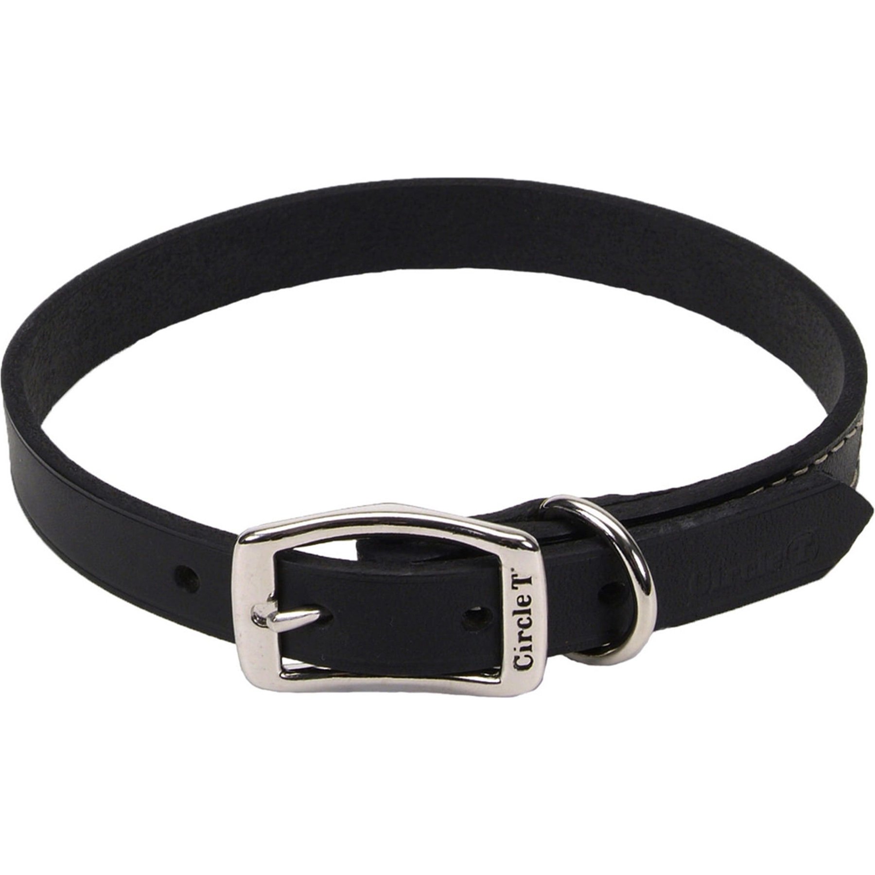 Circle T Oak Tanned Leather Town Standard Dog Collar, Black, Large: 24-in neck, 1-in wide