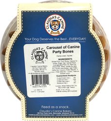 Claudia's Canine Bakery Carousel of Canine Party Bones Baked Dog Treats, 11-oz tub slide 2 of 3