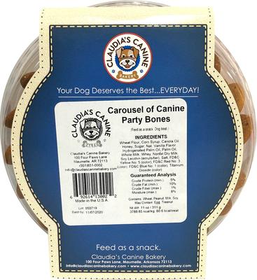 Show full view: Claudia's Canine Bakery Carousel of Canine Party Bones Baked Dog Treats, 11-oz tub slide 3 of 5