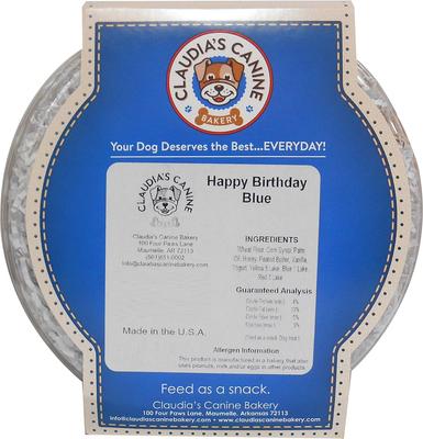 Show full view: Claudia's Canine Bakery Happy Birthday Peanut Butter Cookie Dog Treats, 11-oz tub, Blue slide 3 of 7