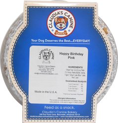 Claudia's Canine Bakery Happy Birthday Peanut Butter Cookie Dog Treats, 11-oz tub, Pink slide 2 of 5