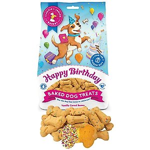 Claudia's Canine Bakery Happy Birthday Vanilla Cereal Bone Baked Dog Treats, 8-oz bag