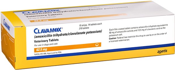 Clavamox (Amoxicillin / Clavulanate Potassium) Chewable Tablets for Dogs & Cats