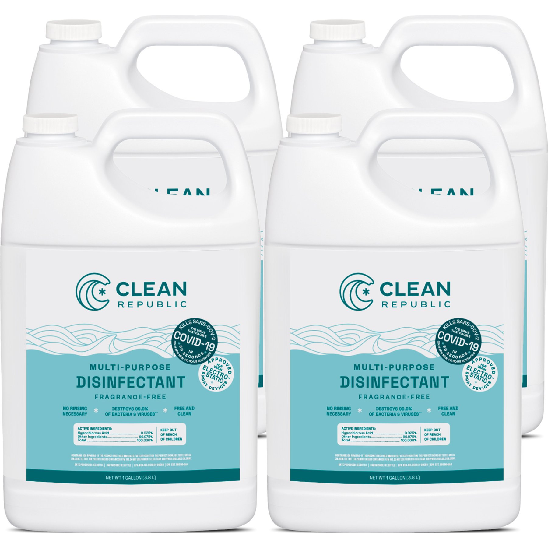 Clean Republic Multi-Purpose Disinfectant Spray, 1-gal jug, 4 count