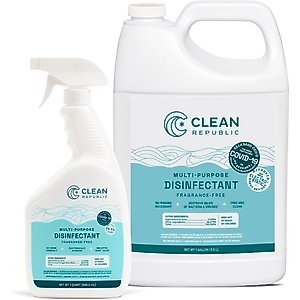 Clean Republic Multi-Purpose Disinfectant Spray, 32-oz bottle & 1-gal jug, 2 count