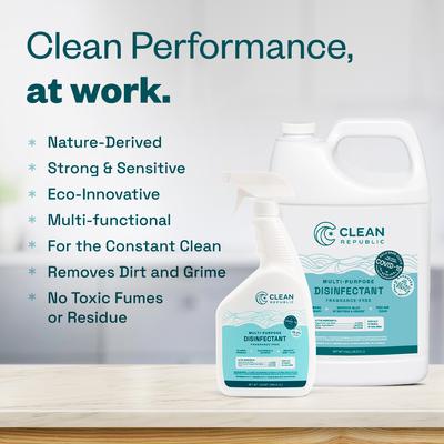 Show full view: Clean Republic Multi-Purpose Disinfectant Spray, 32-oz bottle & 1-gal jug, 2 count slide 5 of 6