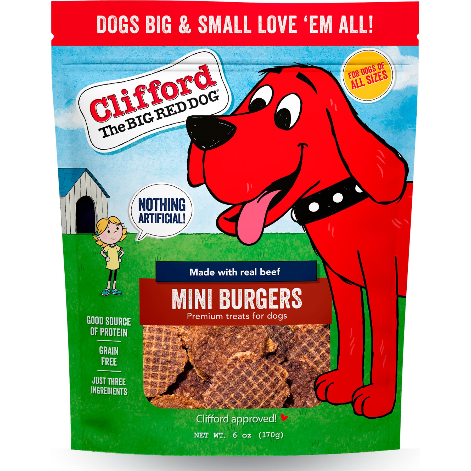 Clifford Mini Burgers Dog Treats, 6-oz bag