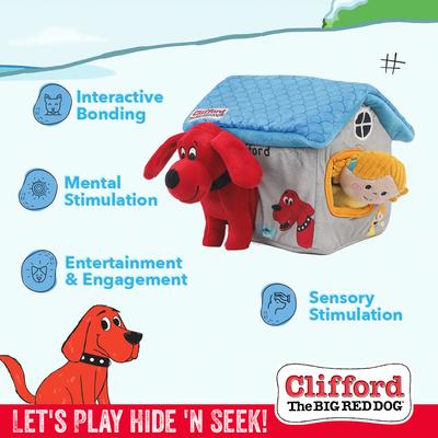 Show full view: Clifford The Big Red House Puzzle Hide n' Seek 7.9-in Plush Dog Toy, Multicolor slide 3 of 10