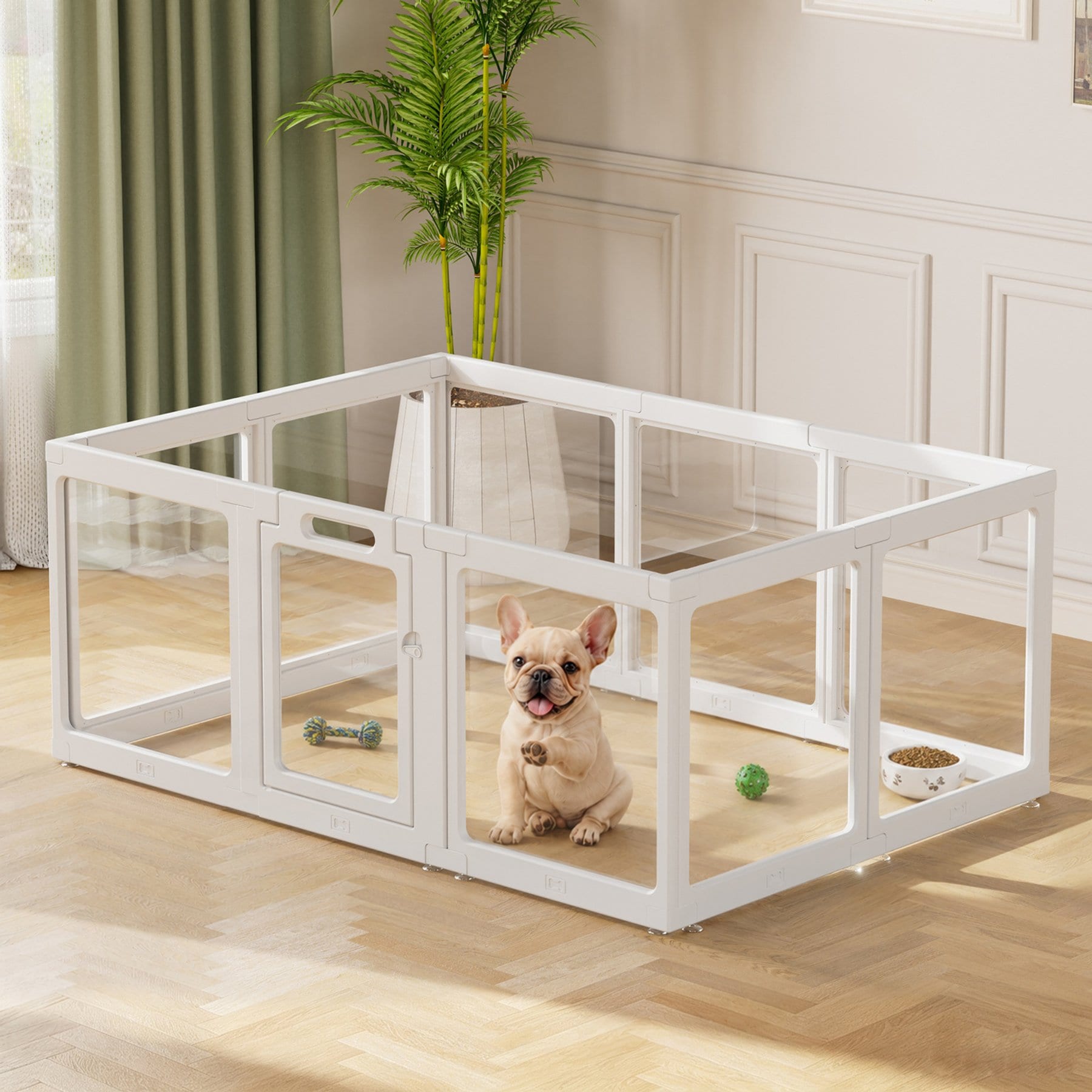 ClimbHope Indoor Waterproof Acrylic Dog Playpen, White, 24-in, 10-panel