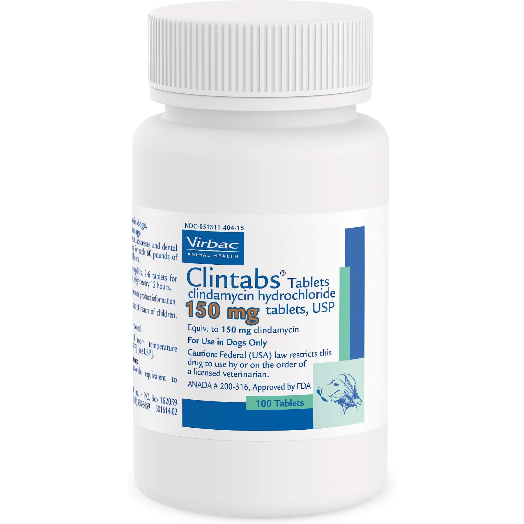 Clintabs (Clindamycin HCl) Tablets for Dogs, 150-mg, 30 tablets