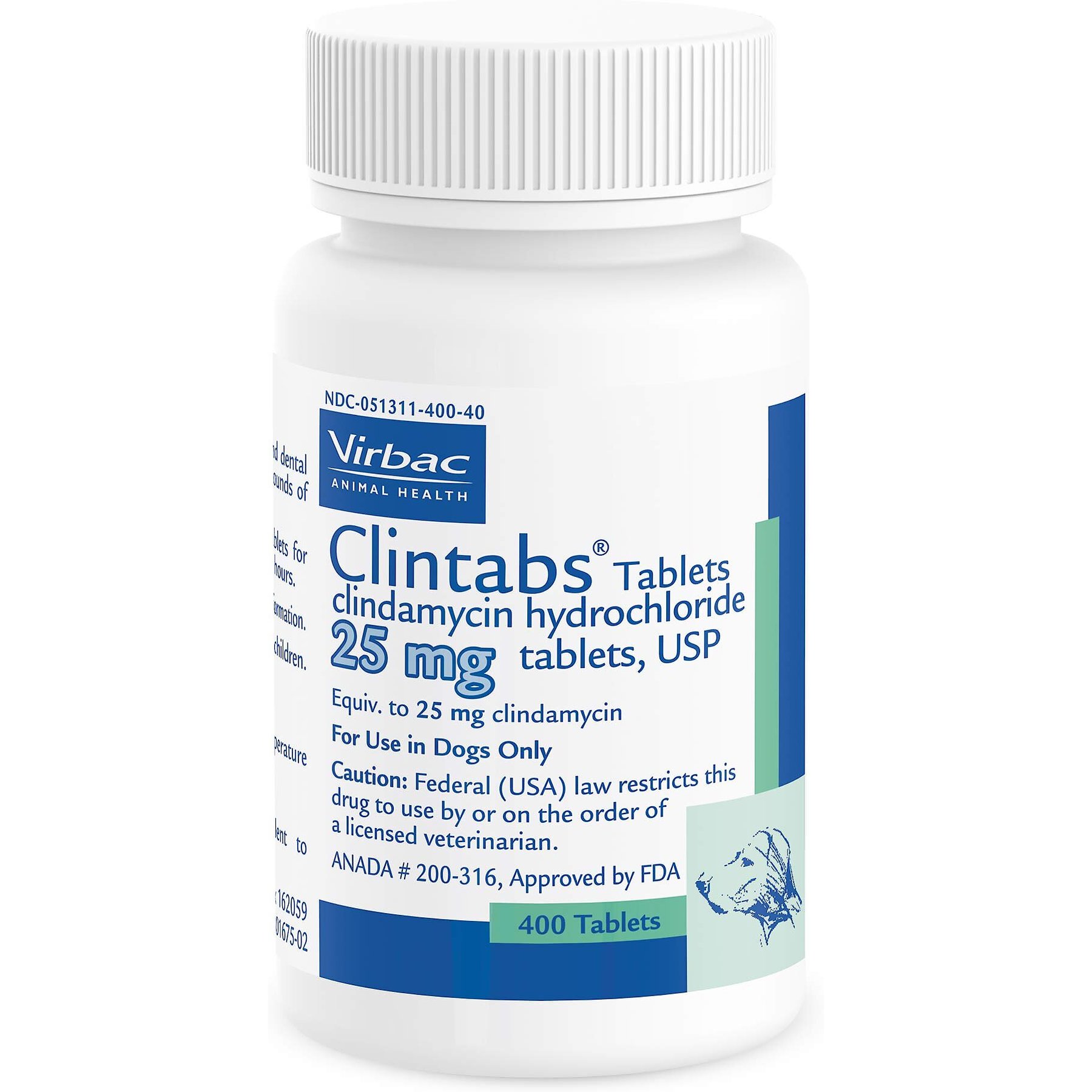 Clintabs (Clindamycin HCl) Tablets for Dogs, 25-mg, 60 tablets