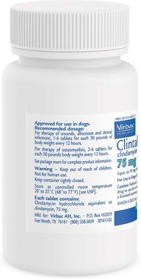 Show full view: Clintabs (Clindamycin HCl) Tablets for Dogs, 75-mg, 1 tablet slide 4 of 8