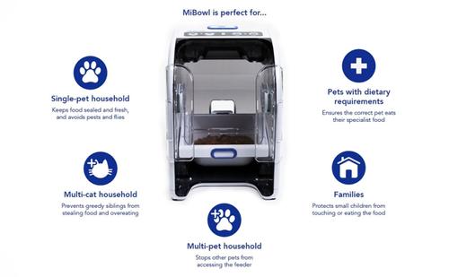 Show full view: Closer Pets MiBowl Microchip Dog & Cat Feeder, White & Black slide 3 of 10