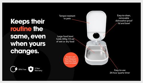 Show full view: Closer Pets One-Meal Automatic Timed Dog & Cat Feeder slide 3 of 7