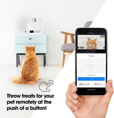Show full view: Closer Pets TreatView with Pet Camera Dog & Cat Treat Dispenser, White slide 3 of 10