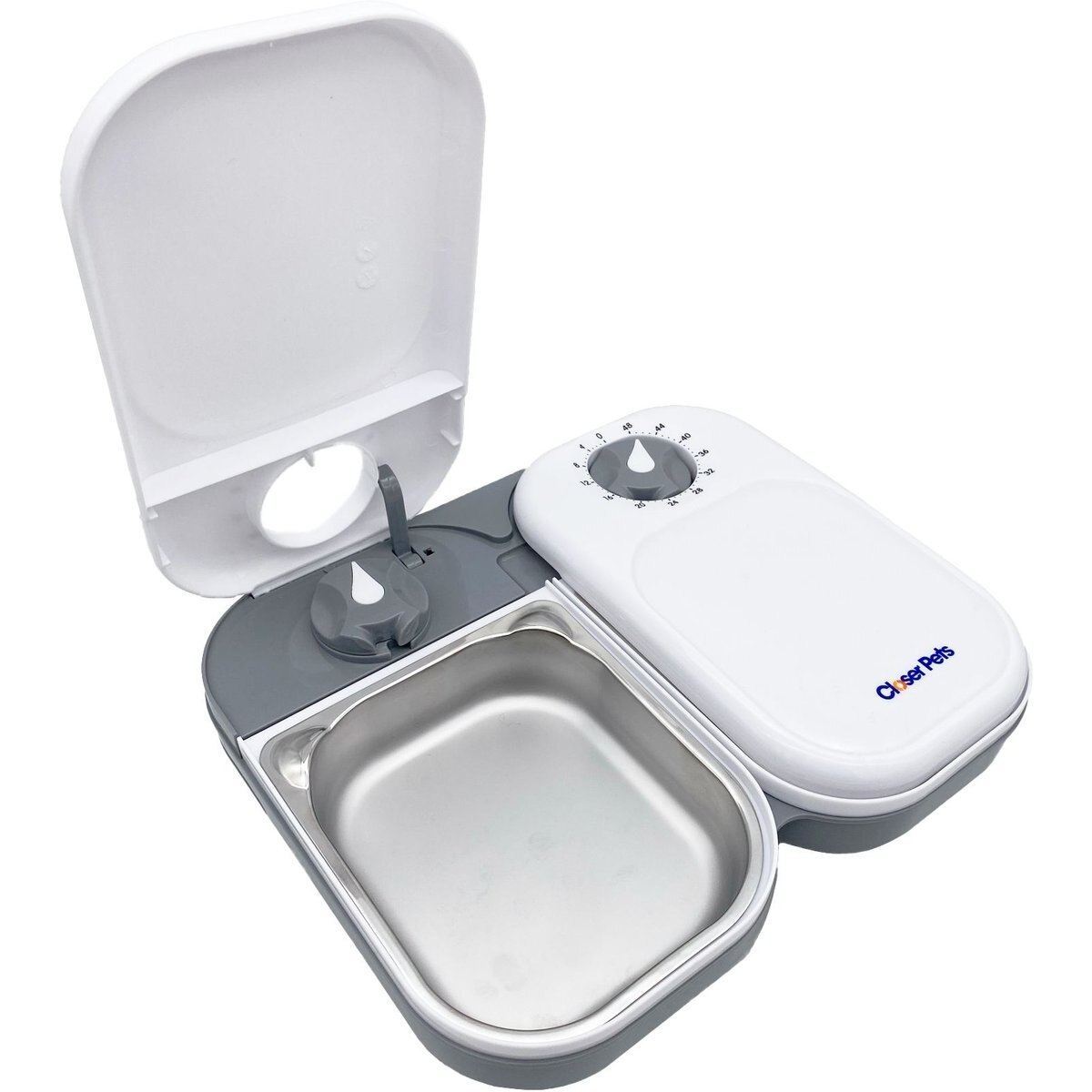 Closer Pets Two-meal Automatic Cat & Dog Feeder, White