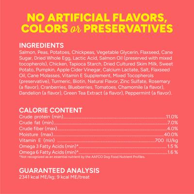 Show full view: Cloud Star Dynamo Dog Skin & Coat Salmon Formula Grain-Free Soft Chew Dog Treats, 14-oz bag slide 3 of 11