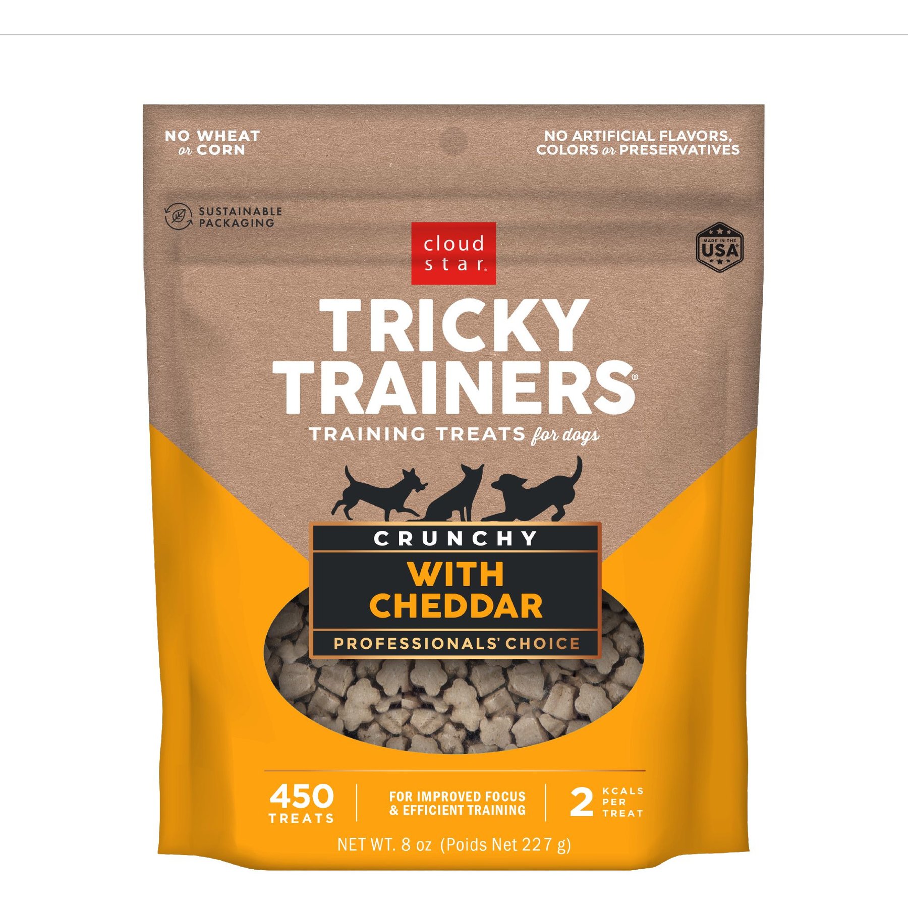Cloud Star Tricky Trainers with Cheddar Crunchy Dog Treats, 8-oz bag