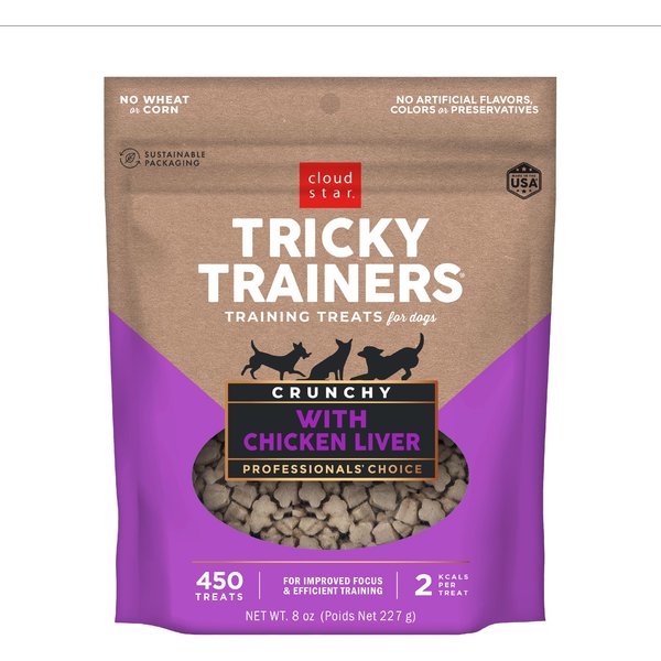 Cloud Star Tricky Trainers with Liver Crunchy Dog Treats, 8-oz bag