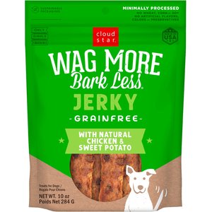Cloud Star Wag More Bark Less Chicken & Sweet Potato Recipe Grain-Free Jerky Dog Treats, 10-oz bag