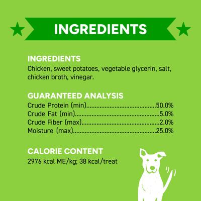 Show full view: Cloud Star Wag More Bark Less Chicken & Sweet Potato Recipe Grain-Free Jerky Dog Treats, 10-oz bag slide 3 of 10