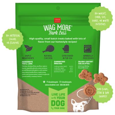 Show full view: Cloud Star Wag More Bark Less Chicken & Sweet Potatoes Grain-Free Soft Chew Dog Treats, 5-oz bag slide 3 of 10