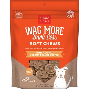 Cloud Star Wag More Bark Less Creamy Peanut Butter Soft Chew Dog Treats, 6-oz bag
