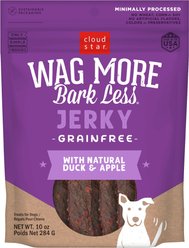 Cloud Star Wag More Bark Less Duck & Apple Recipe Grain-Free Jerky Dog Treats, 10-oz bag