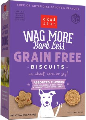 Show full view: Cloud Star Wag More Bark Less Grain-Free Assorted Flavors Crunchy Dog Treats, 14-oz box slide 1 of 11