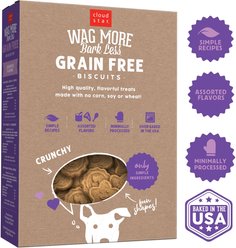 Cloud Star Wag More Bark Less Grain-Free Assorted Flavors Crunchy Dog Treats, 14-oz box slide 2 of 9