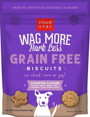 Show full view: Cloud Star Wag More Bark Less Grain-Free Assorted Flavors Crunchy Dog Treats, 2.5-lb bag slide 1 of 4