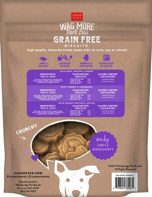 Show full view: Cloud Star Wag More Bark Less Grain-Free Assorted Flavors Crunchy Dog Treats, 2.5-lb bag slide 3 of 4