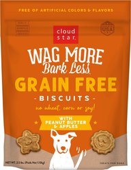 Cloud Star Wag More Bark Less Grain-Free Peanut Butter & Apples Crunchy Dog Treats, 2.5-lb bag