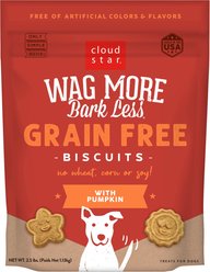 Cloud Star Wag More Bark Less Grain-Free Pumpkin Crunchy Dog Treats, 2.5-lb bag