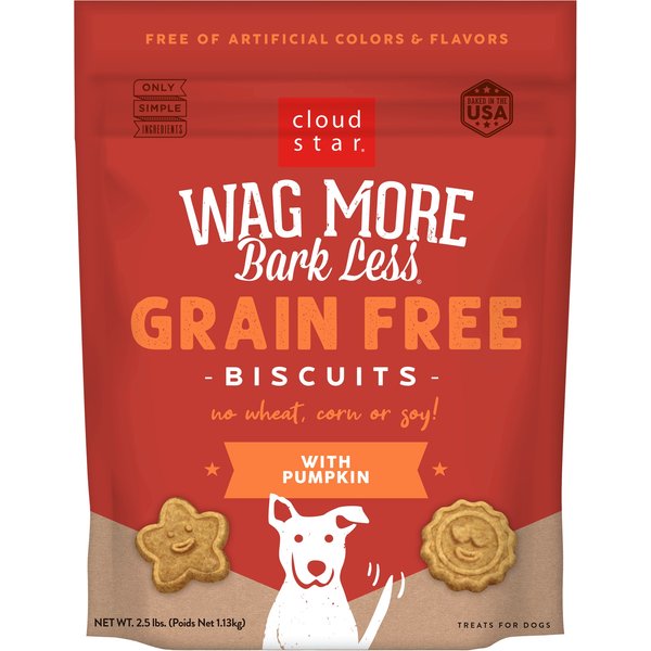 Cloud Star Wag More Bark Less Grain-Free Pumpkin Crunchy Dog Treats