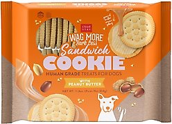 Cloud Star Wag More Bark Less Human Grade Peanut Butter Sandwich Cookie Dog Treats, 11.8-oz tray