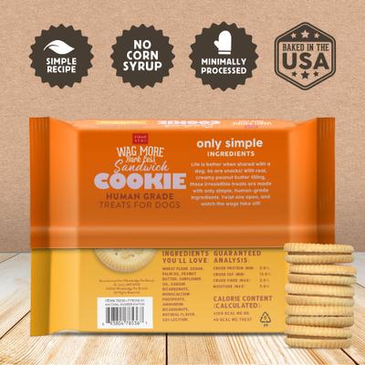 Show full view: Cloud Star Wag More Bark Less Human Grade Peanut Butter Sandwich Cookie Dog Treats, 11.8-oz tray slide 3 of 9