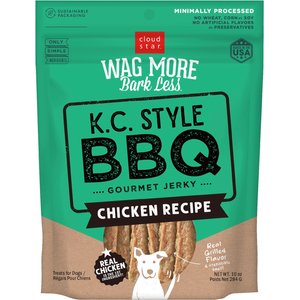 Cloud Star Wag More Bark Less K.C. Style BBQ Chicken Recipe Grain-Free Jerky Dog Treats, 10-oz bag