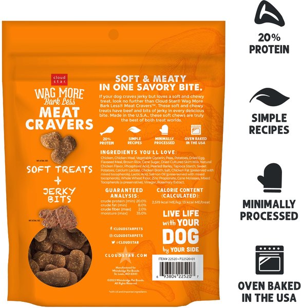 Cloud Star Wag More Bark Less Meat Cravers Chicken Soft & Chewy Dog Treats, 5-oz bag