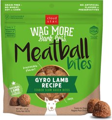 Cloud Star Wag More Bark Less Meatball Bites Gyro Lamb Recipe Grain-Free Dog Treats, 14-oz bag