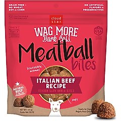 Cloud Star Wag More Bark Less Meatball Bites Italian Beef Recipe Grain-Free Dog Treats, 14-oz bag
