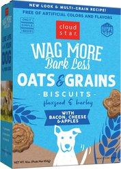 Cloud Star Wag More Bark Less Oats & Grains Biscuits with Bacon, Cheese & Apples Crunchy Dog Treats, 16-oz box