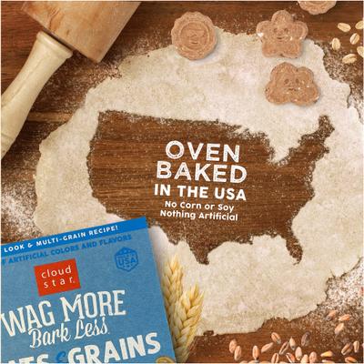 Show full view: Cloud Star Wag More Bark Less Oats & Grains Biscuits with Bacon, Cheese & Apples Crunchy Dog Treats, 16-oz box slide 6 of 10