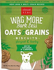 Cloud Star Wag More Bark Less Oats & Grains Biscuits with Chicken & Carrots Dog Treats, 3-lb box