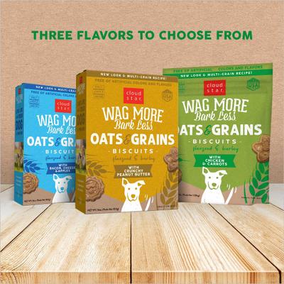 Show full view: Cloud Star Wag More Bark Less Oats & Grains Biscuits with Chicken & Carrots Dog Treats, 3-lb box slide 8 of 10