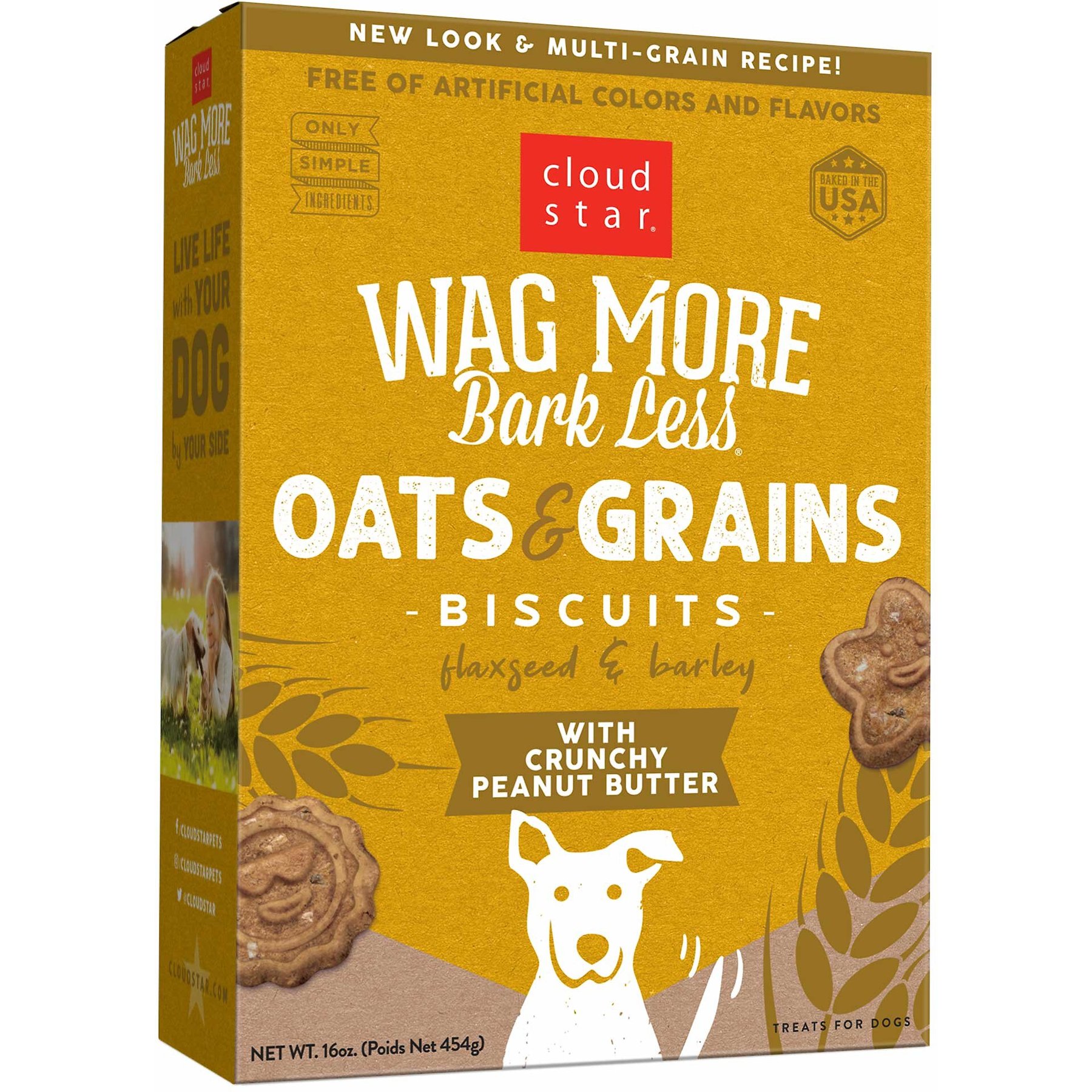 Cloud Star Wag More Bark Less Peanut Butter Cookie Dog Treats, 16-oz