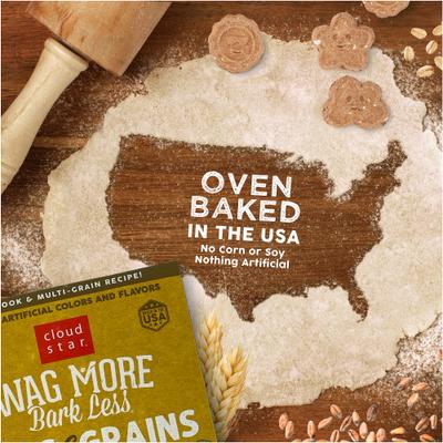 Show full view: Cloud Star Wag More Bark Less Oats & Grains Biscuits with Peanut Butter Crunchy Dog Treats, 3-lb bag slide 6 of 10